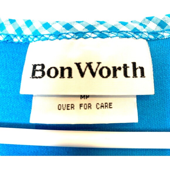 BonWorth Tank Top Womens Gingham Neck Arm Slit Sides M Petite Grandma Beachy - Picture 4 of 4